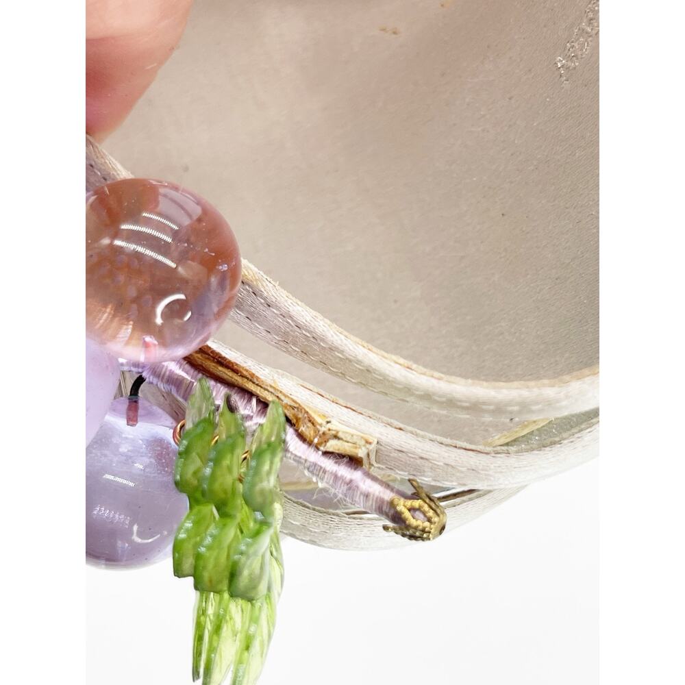Giuseppe Zanotti Vintage Silver Satin Grape Embellished Mule Sandal Heels IT 38 - Picture 8 of 15